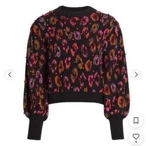 FARM Rio Women's Black and Pink Patterned Sweater